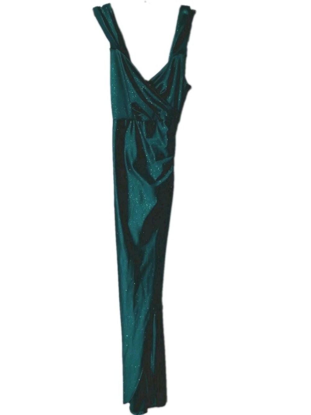 Emerald Sundae Womens Size XS Teal Green Glitter Shimmer Slit Maxi Dress